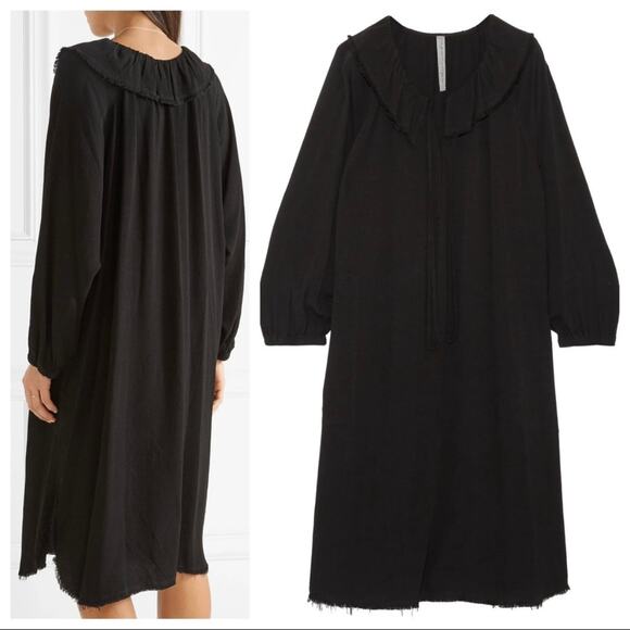 Raquel Allegra Harlequin Dress Black size 3 US Large Midi Long Sleeve Ruffle - Picture 3 of 12